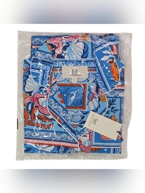 Printfresh Pajama Set Saltwater/Tidal Tapestry Small Short Sleeve/Cropped Pants
